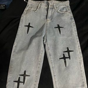 Cross Embroidered Jeans